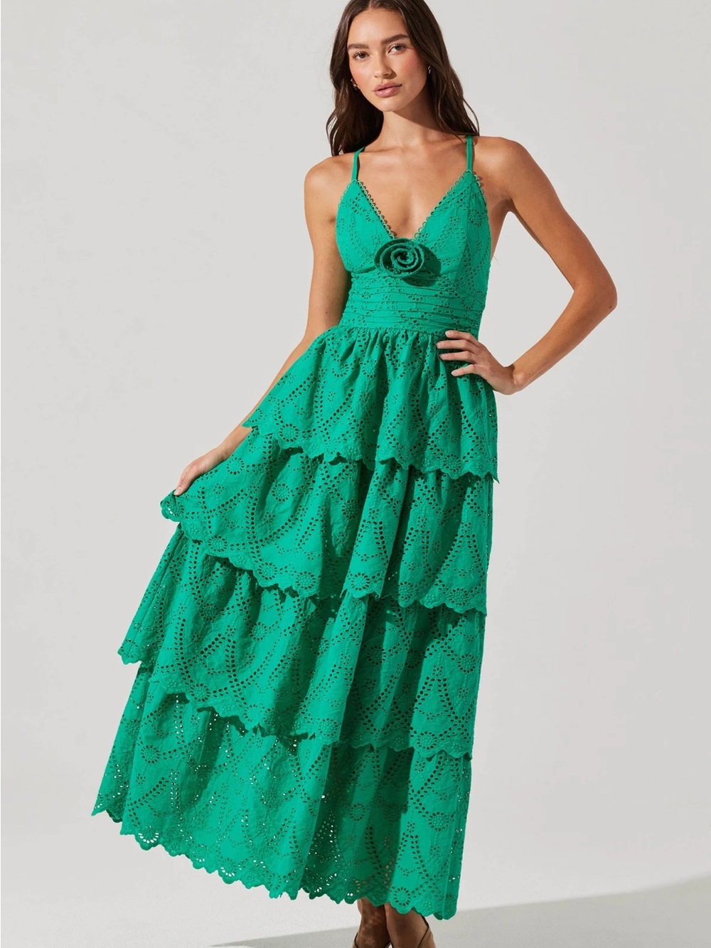 Astr the Label Faeryn Eyelet Tiered Maxi Dress NWT Size Small